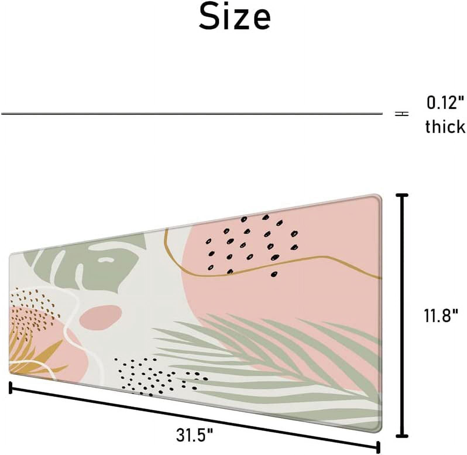 Desk Pad Protector,Mouse Pad with Non-Slip Rubber Base,Textured & Waterproof Mousepad with Stitched Edges,Large Desk mats for Computers,Laptop,Gaming,Office & Home,31.5 x 11.8 in,Abstract Leaves