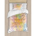 thumbnail image 3 of Sacred Geometrty Decor Queen Size Duvet Cover Set, Psychedelic Flower of Life with Modern Hallucinatory Hexagon Artwork, Decorative 3 Piece Bedding Set with 2 Pillow Shams, Multi, by Ambesonne, 3 of 3