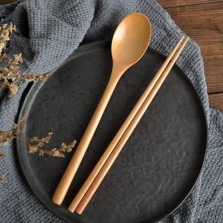 

Wooden For Eating Chopsticks Soup Strring Mixing Set Korean Wood spoon Handle Kitchen，Dining Bar Tableware Tool TANGNADE
