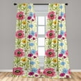 thumbnail image 4 of Ambesonne Spring Curtains, Vintage Flower Butterfly Art, Pair of 28"x63", Apple Green and Dark Pink, 4 of 5