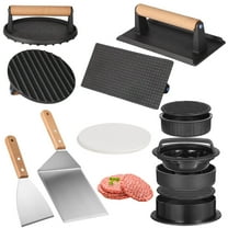 Smash Burger Press BBQ Kit, Round & Rectangular Cast Iron Press, 3 in 1 Patty Maker, Beveled Shovel, 100 Sheets Baking Paper for Griddle Cooking Burger Making