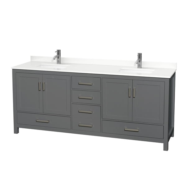 Wyndham Collection WCS141480DKGWQUNSMXX Sheffield 80" Free Standing Double Basin Vanity