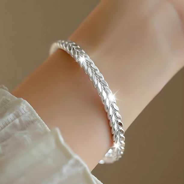 Pulsera con diseño de orejas de color liso, joyería de moda de tamaño ajustable, material de acero inoxidable duradero, para uso diario de mujer, diseño elegante y ligero, ideal como regalo