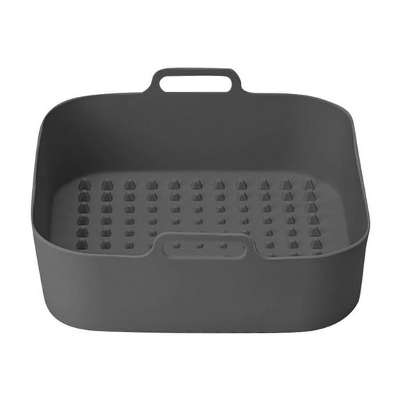 JIhuahe Round Silicone Air Fryer Baking Tray, Reusable Non Stick Fryer Liner Mat, Heat-Resistant Oven Safe Parchment Paper Replacement for 4-6 QT Baskets,Gray