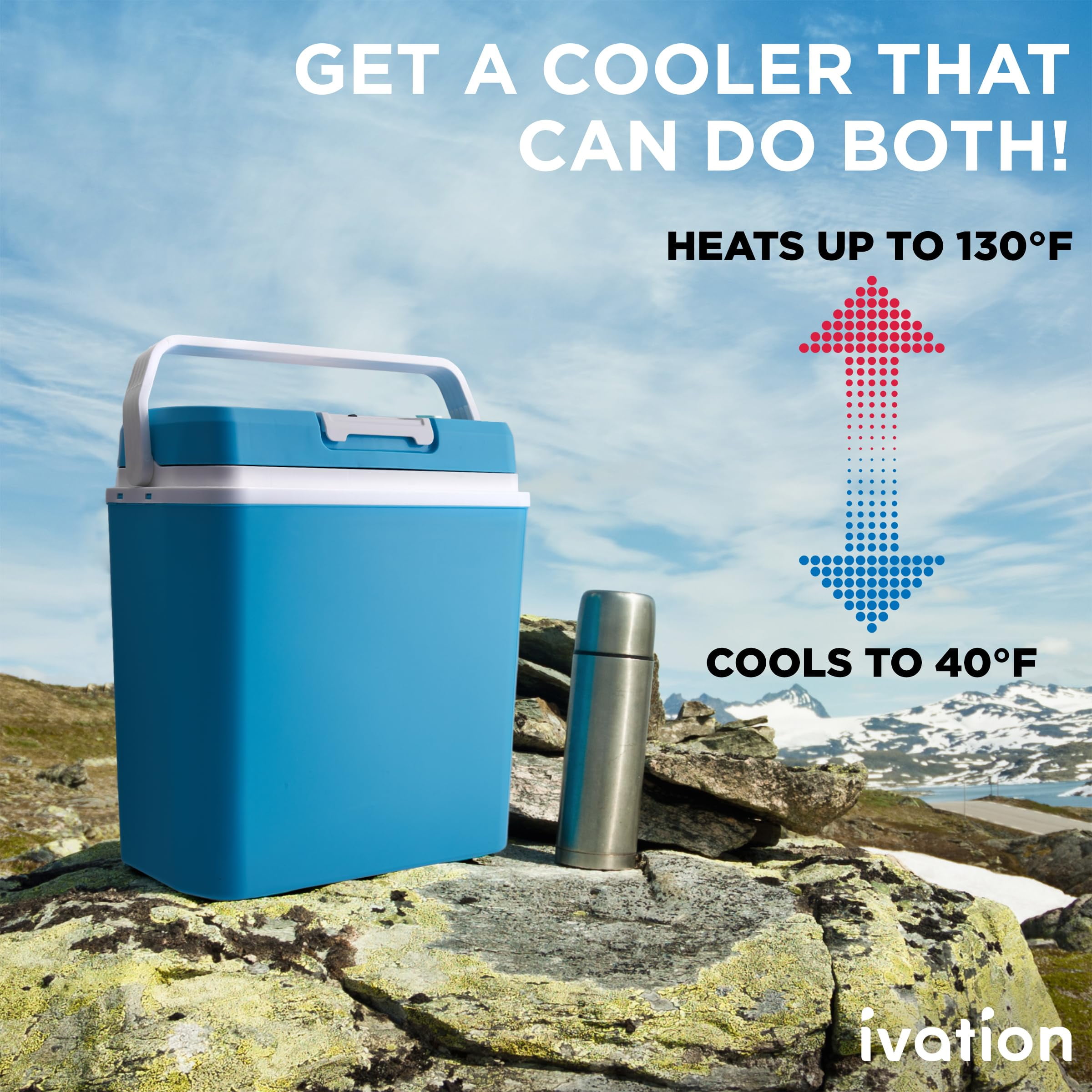 IVATION 24L Portable Thermoelectric Cooler and Warmer Aqua Blue