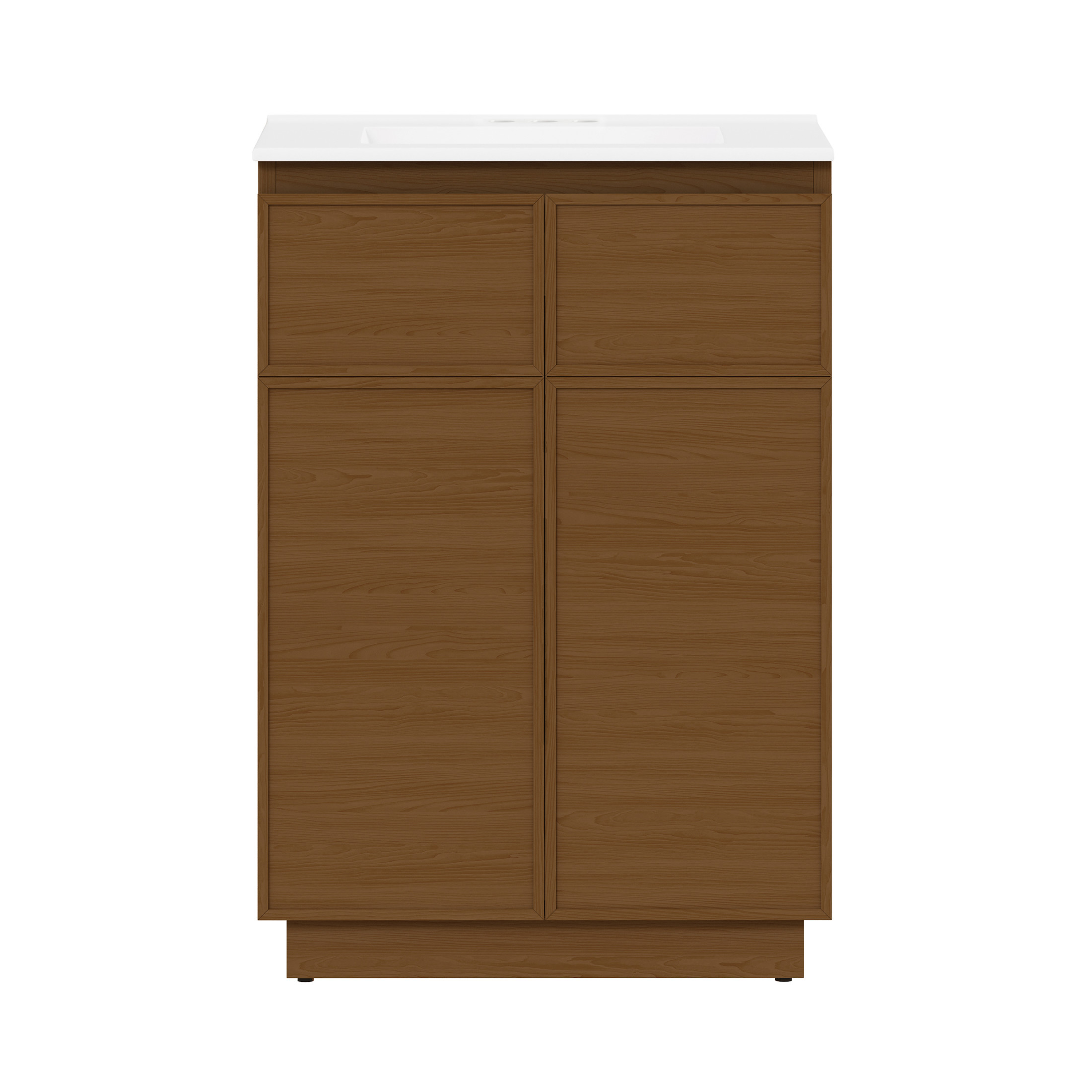 St. Tropez 24" Freestanding Bathroom Vanity in Brown Oak with 3-Hole Centerset Sink Top