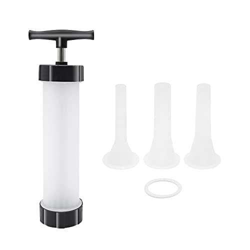 Manual Sausage Stuffer Machine with 3 Stainless Steel Tubes - 15mm 19mm 23mm Sausage Maker for Homemade Sausages Jerky Fillings, Food-Grade PP Piston Design Kitchen Meat Processing Tool