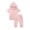 Pink, variant on Wdgfv Unisex Toddler 2 Piece Hoodie Outfit, Solid Short Sleeve Kangaroo Pocket Hooded Top & High Waist Jogger Pants, Soft Knit Cotton Neutral Matching Set for Baby Boys Girls 12-24 Months