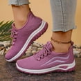 thumbnail image 2 of Womens Sneakers Antislip Slip on Woven Mesh Nursing Shoes Casual Lace up Lightweight Tennis Walking Shoes Purple Size 9, 2 of 8