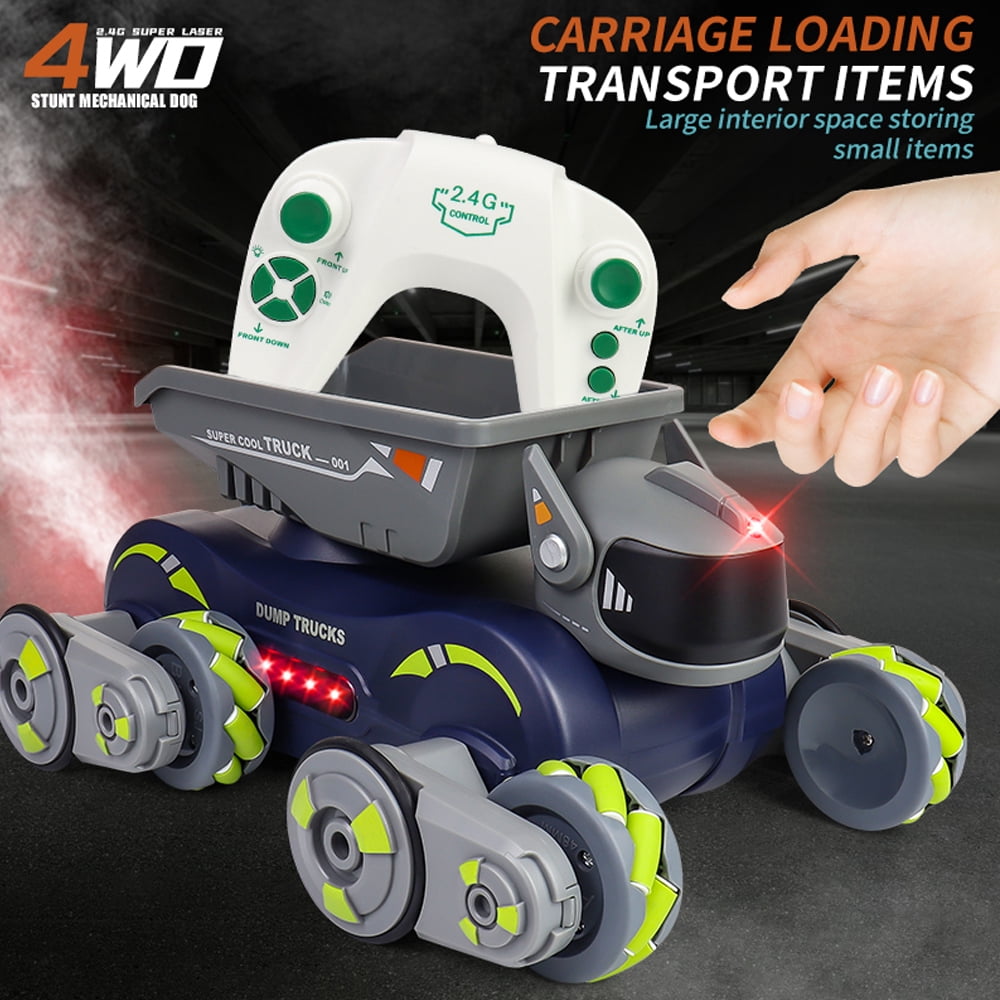4WD Robot Dog Toys for Boys Girls, Remote Control Car for Kids Ages 5-7, 360° Rolling RC Car Stunt Kids Toy with Light Music Gesture Sensing Trucks for 8-12 Birthday Gift