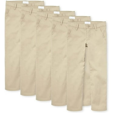 The Children's Place Girls' Uniform Stretch Skinny Chino Pants, Sandy 5-Pack, Size 18