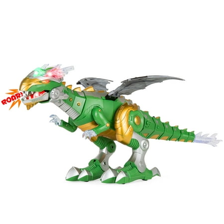 Best Choice Products Set of 2 Walking Dragon and Dinosaur Robot with Lights and Sounds,