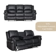 thumbnail image 5 of Hybition 3 - Piece Living Room Set Faux Leather Sofa Set-Black, 5 of 7