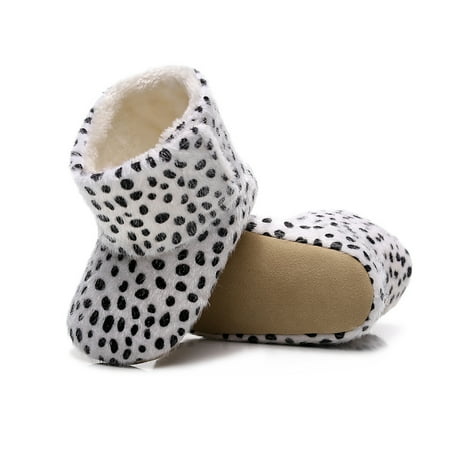 

Ruidigrace Baby Snow Shoes Walkers First Infant Girls Soft Boots Leopard Cotton Plush Printed Warm Baby Shoes