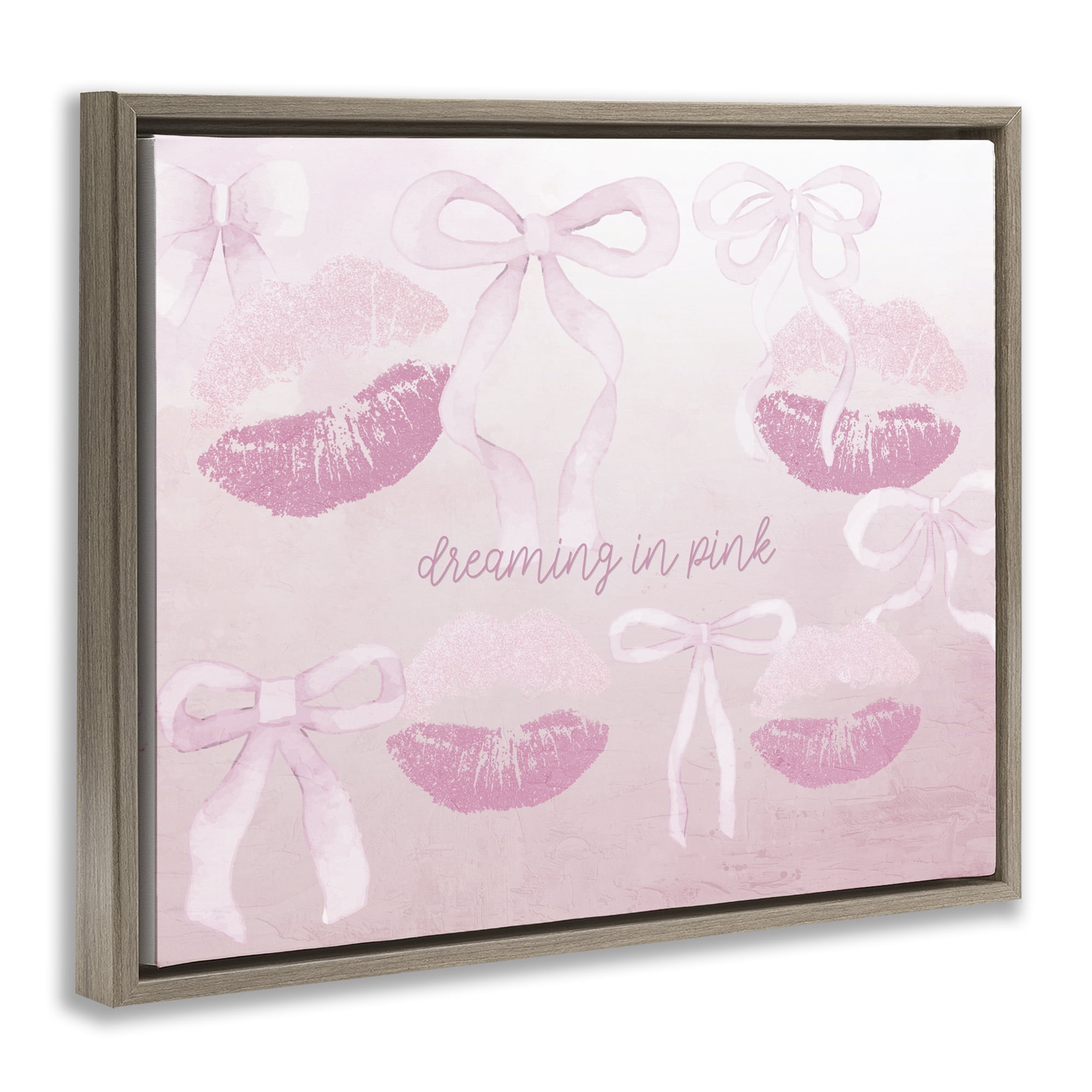Dreaming In Pink Brown Framed Floater Canvas Wall Art, design by Kim Allen