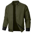 thumbnail image 2 of LTTVQM Men Waffle Texture Bomber Jacket Lightweight Zip Up Long Sleeve Varsity Coat With Sleeve Pocket Ribbed Cuffs Hem For Fall Daily Wear, 2 of 7