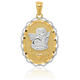thumbnail image 3 of 14K Solid Yellow Gold Guardian Angel Wings Necklace Protect Us Cherub Pendant Religious Charm, 3 of 7