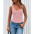 thumbnail image 3 of BTFBM Spring Tops for Women Summer Scoop Neck Ribbed Henley Button Sleeveless Casual Basic Tank Top Clothes Outfits, 3 of 9