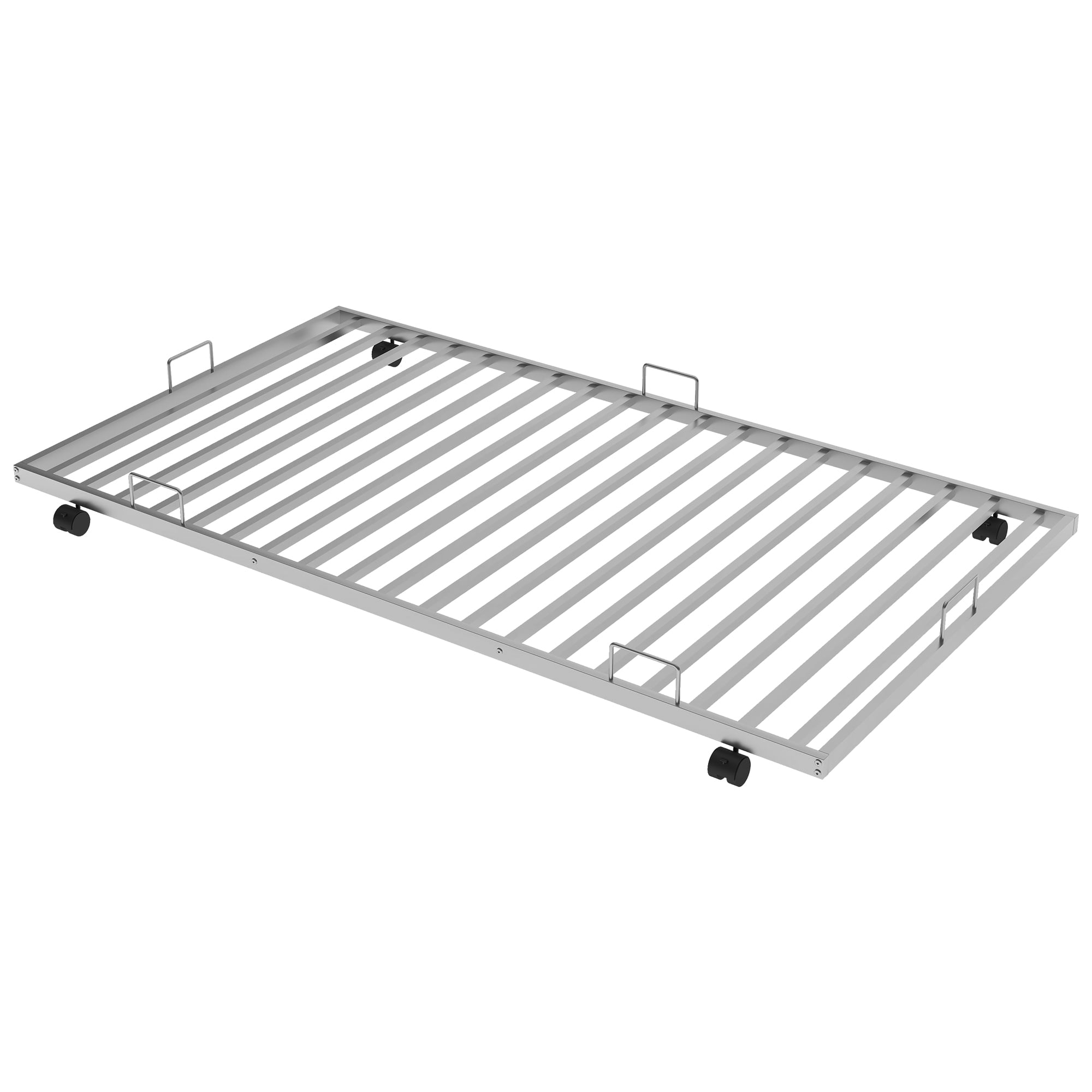 Euroco Modern Metal Twin over Twin Bunk Bed with Trundle for Kids Teens, 3 Twin Size Beds, Solid Ladder and Safety Guardrails, Silver