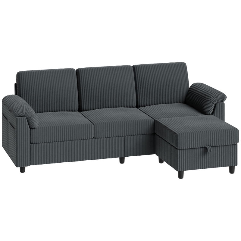 Walsunny 79" Convertible Sectional Sofa, L Shaped Sofa Couch with Reversible Chaise for Living Room Modern Linen Fabric for Living Room, Dark Gray