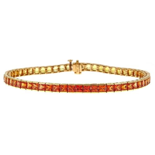 Asher Jewelry 14k Yellow Gold 12 1 2ct TGW Orange to Yellow Sapphire Bracelet by Overstock