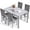 Grey, variant on LinkRomat Dining Table Set for 4, Faux Marble Kitchen Glass Table and 4 PU Leather Upholstered Chairs for Dining Room, Modern Coffee Dinette, Compact Space