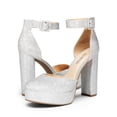 thumbnail image 3 of Sandalia DREAM PAIRS Plataforma Tacón Grueso Plateado con Brillo, 3 of 7