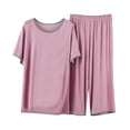 thumbnail image 2 of BeaUTT Pajamas for Women Women's Thin Pajamas Loose Casual Ice Silk Short Sleeved Capris Home Clothing Set Pink XL, 2 of 3