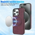 thumbnail image 3 of ELEHOLD Case for iPhone 11 Pro, Shockproof Slim Magnetic Leather Case, Compatible with MagSafe Accessories,Winered, 3 of 5