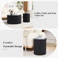 thumbnail image 3 of Wirrytor Round Coffee Table Sets 2 Pieces, Wood Fluted Coffee Table with Storage, for Living Room Bedroom, Apartment(Black), 3 of 8
