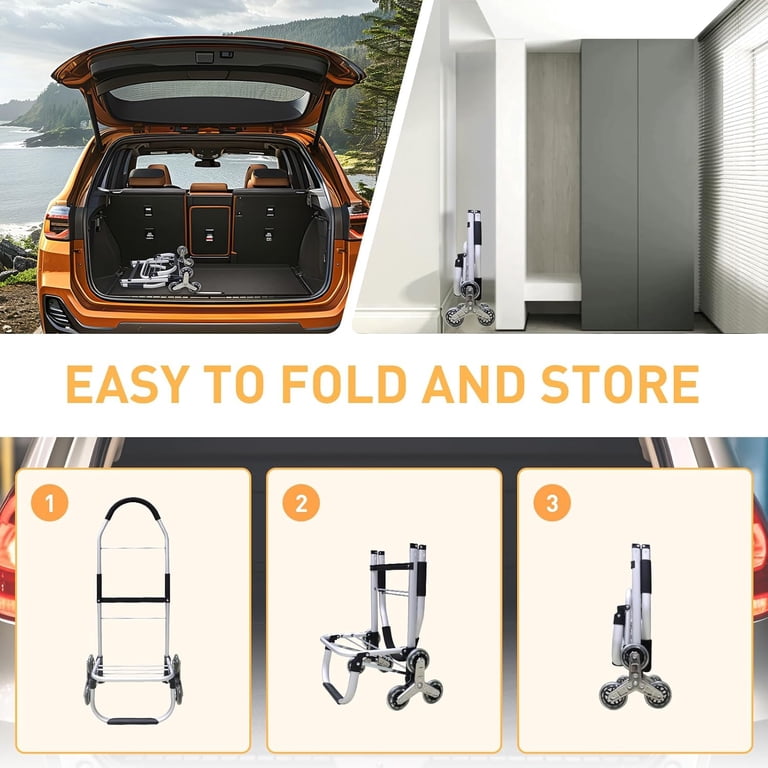 3-in-1 Heavy Duty Foldable Hand Truck & Grocery Cart - 110 Lb Capacity, 6 Wheels, Waterproof Bag
