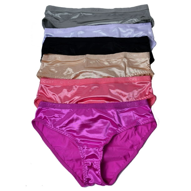 Viola’s Secret Women Satin High Waist Brief 6 pack of Plus Size Plain