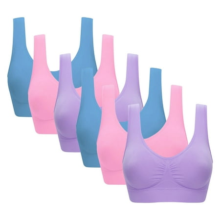 

Pretty Comy Women s 6Pack Seamless Comfortable Sports Bra with Removable Pads S-3XL