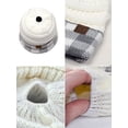 thumbnail image 4 of C.C BeanieTail Cable Knit Messy High Bun Ponytail Cuff Beanie Hat, Buffalo Checkered White/Light Melange Gray, 4 of 4