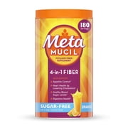 Metamucil Fiber Supplement, Sugar Free Fiber Powder for Digestive Health, Orange, 180 Servings