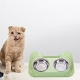 thumbnail image 4 of double puppy Feeder Bowls, Stainless steel material dog Bowls Food Bowls with Non Medium Puppy and Kitten - Green, 4 of 8