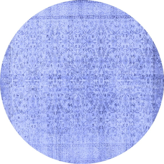 Ahgly Company Machine Washable Indoor Round Persian Blue Traditional Area Rugs, 7' Round