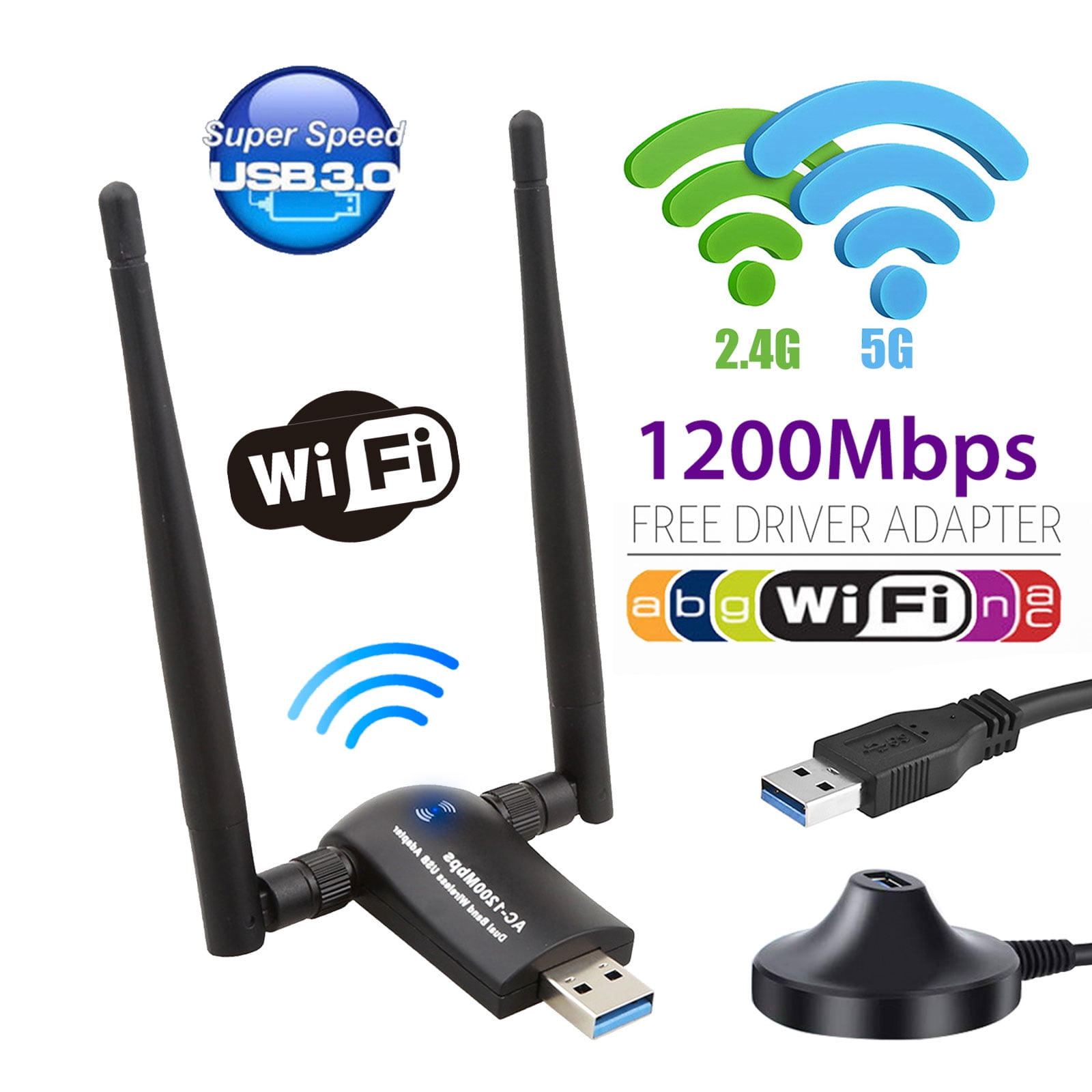 USB WiFi Adapter 1200 Mbps, Wireless WiFi Adapter USB 3.0 Network .