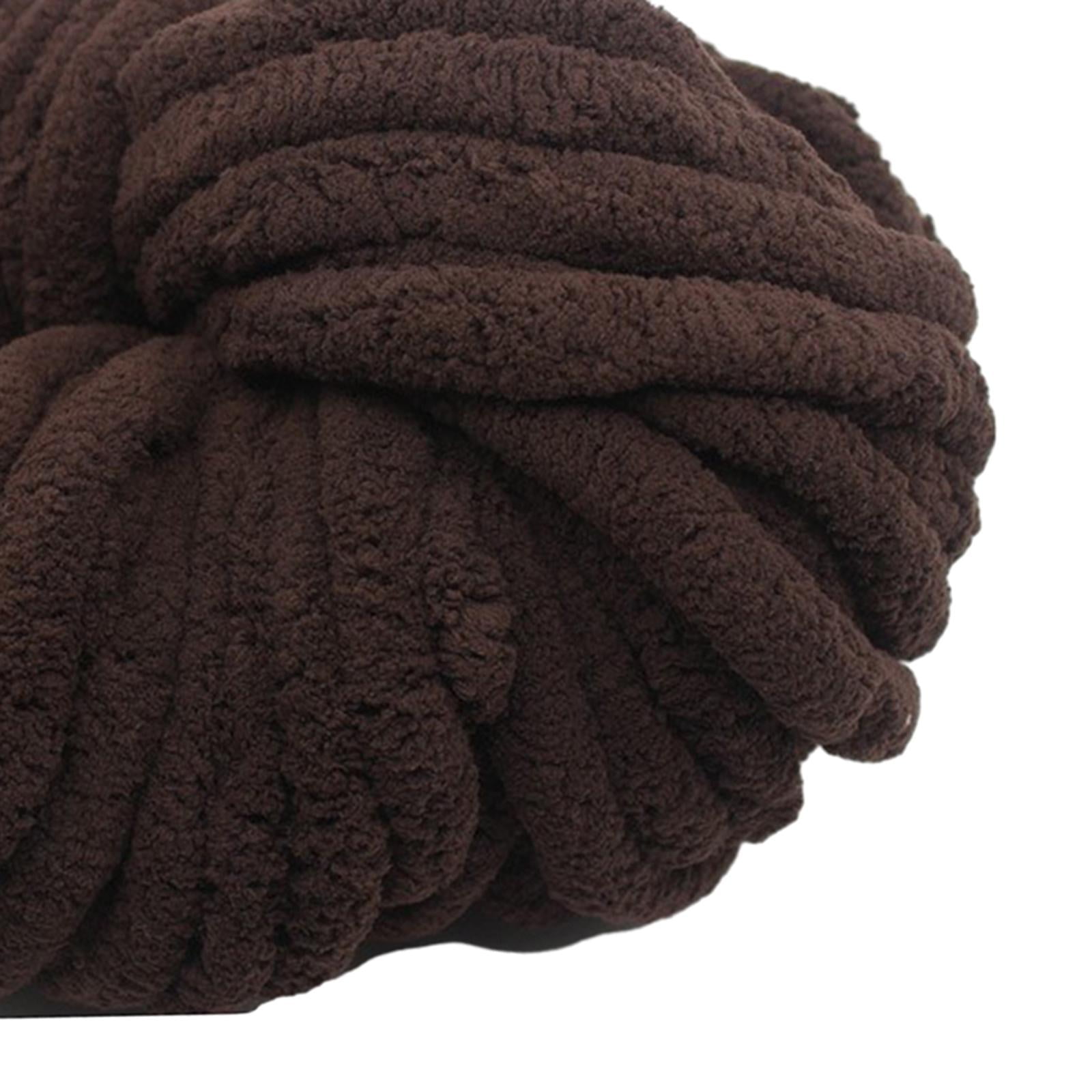 Tachiuwa Chunky Chenille Yarn for Crocheting, Bulky Thick Yarn for Knitting,Super Bulky Chunky Yarn for Hand Knitting Blanket Coffee