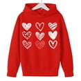 thumbnail image 6 of Girls Red Hoodie with Cute Heart Print | Kids Oversized Lightweight Pullover | Youth Graphic Sweatshirt for Casual Wear,Size 7 T, 6 of 8