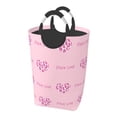 thumbnail image 2 of Waterproof Collapsible Laundry Hamper, Pink Floral Heart Pattern Aluminum Handle Laundry Bag, 50L, 2 of 6