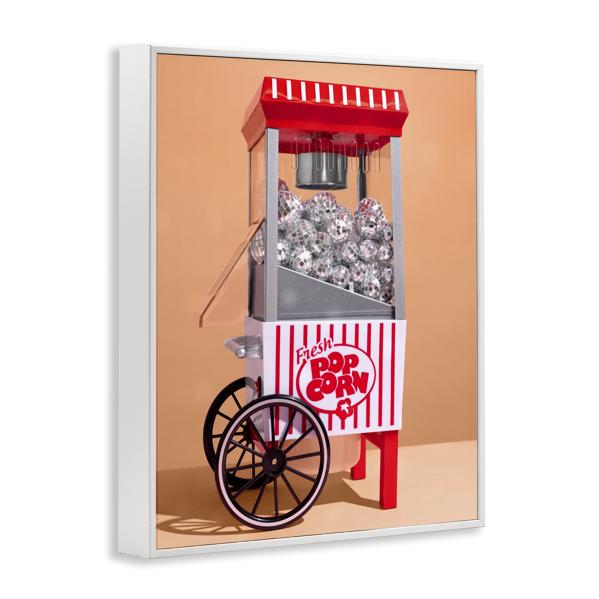 Stupell Industries Retro Disco Popcorn Machine White Framed Giclee Art, design by LISH Creative