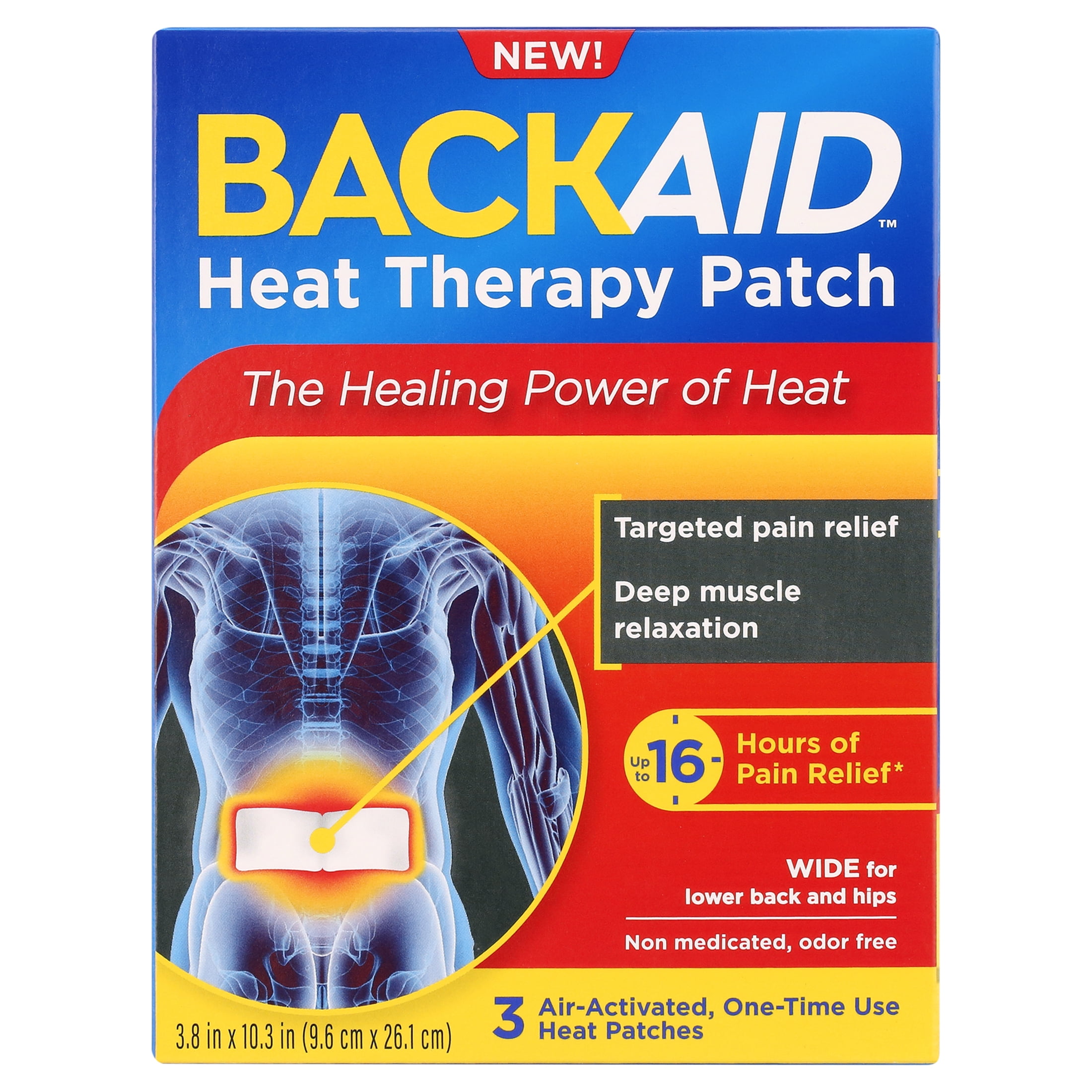 Backaid Max Back Pain Reliever 28 Pills + Heat Patch Back Relief 3 Pads Bundle, 31 Total