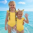 thumbnail image 7 of Abcomgle Toddler Girl Swimsuit 4t Solid One Piece Little Girls Swimsuit Ruffled Stretchy Girls Bathing Suit, 7 of 7