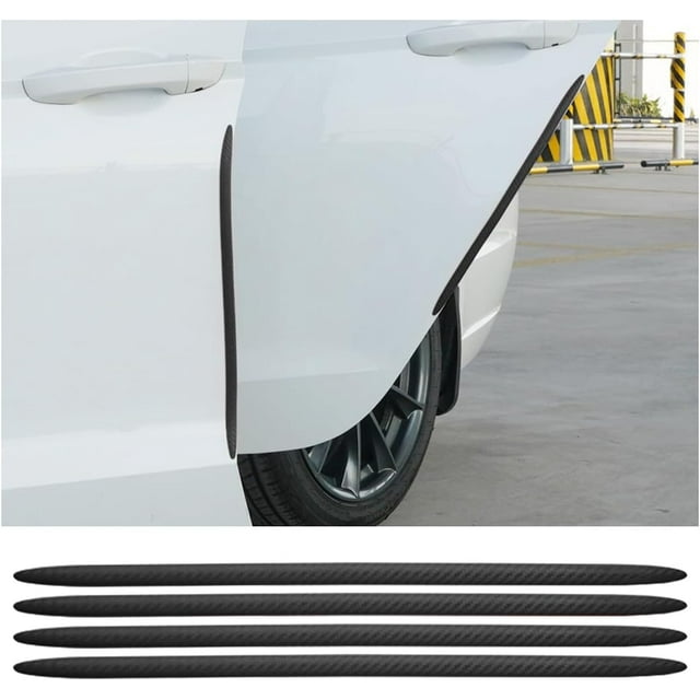 Yazoeia 4PCS Car Door Edge Protection Stickers, Rubber Anti Scratch Resistant Bumper Protector Trim, Auto Side Door Self Adhesive Decals, Vehicle Protective Strip for Cars SUV Truck(Black)