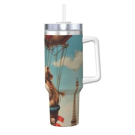 

Logiee Hot Air Balloon Guinea Pig Print 40OZ Ice Bully Cup with Handle and Straw Double Wall Stainless Steel Tumbler Travel Coffee Cup with Lid Summer Insulation and Cooling Cup