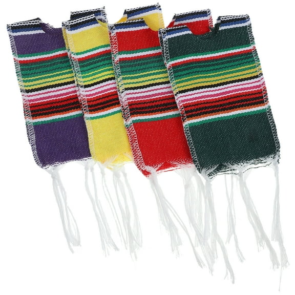 4pcs Colorful Poncho Cover Beer Bottle Cape Cover Carnival Party Wine Bottle Decoration