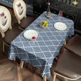 thumbnail image 4 of Blue Geometric Striped Pattern Rectangle Tablecloth 60"x102",Waterproof Polyester Rectangle Table Cloth, Wipeable Spillproof Polyester Tablecloth for Dining, Camping, Indoor and Outdoor, 4 of 6