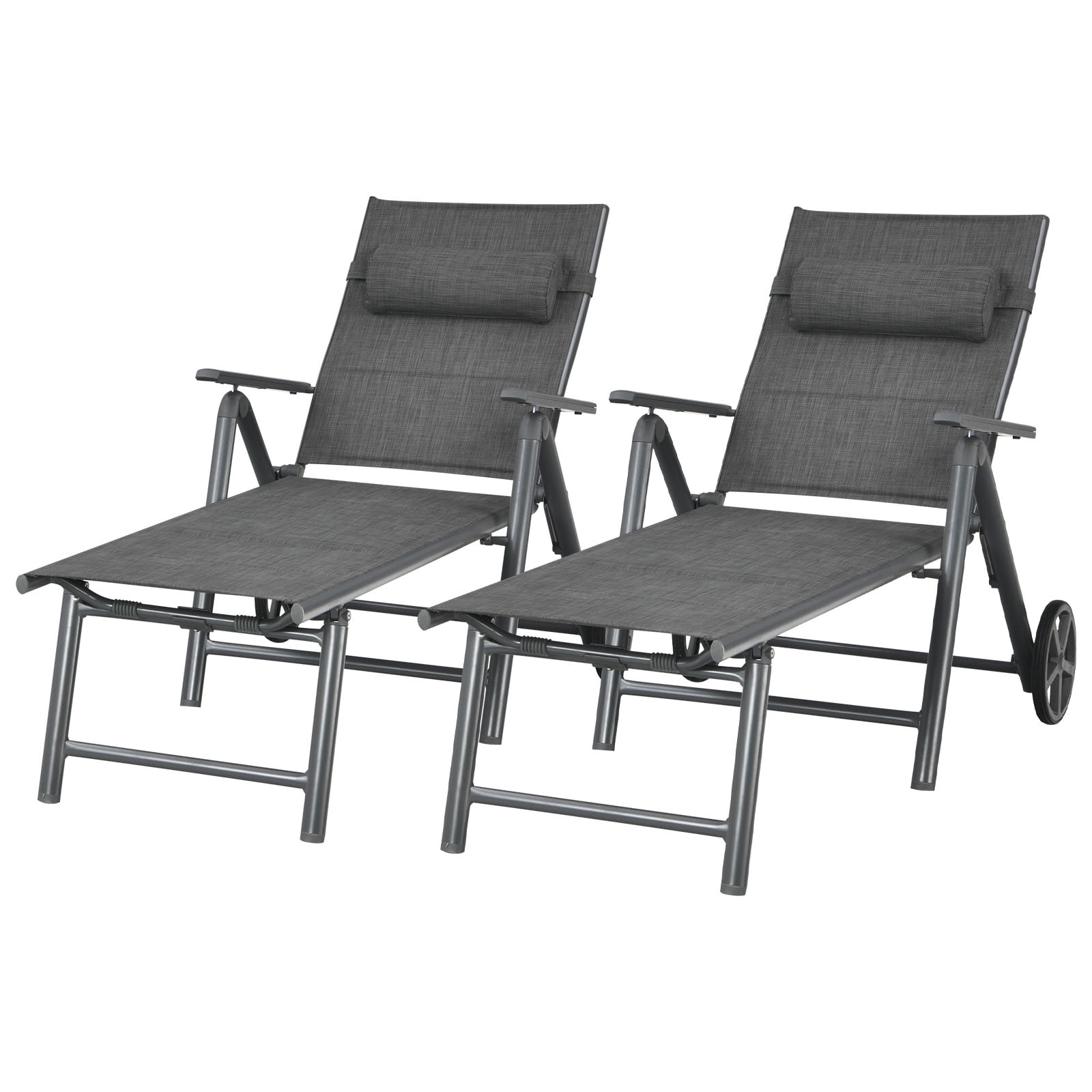 Patiojoy 2 PCS Patio Chaise Lounge Chair Outdoor Reclining Chair w/Neck