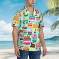thumbnail image 6 of Turquoise Sweet Treats Cupcake Compression Men'S 3d Print Casual Button Down Shirts, Novelty Hawaiian Short Sleeves L, 6 of 7